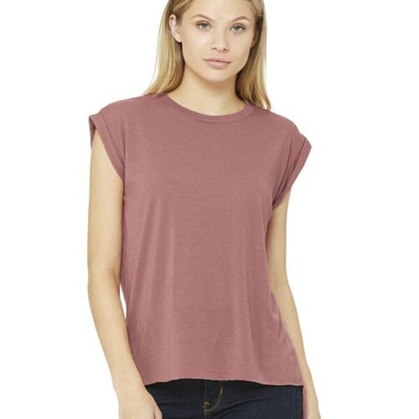 BELLA + CANVAS - Women’s Flowy Rolled Cuffs Muscle Tee Thumbnail